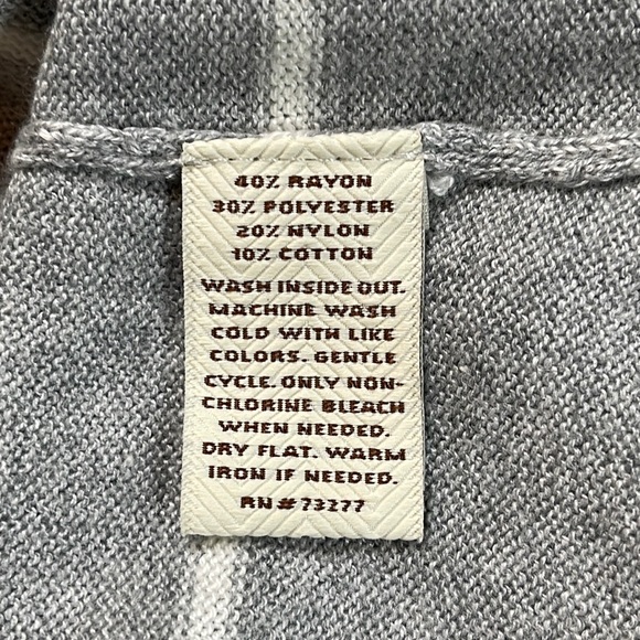 Sonoma Gray White Stripe Stretch Knit Raglan Relaxed Fit Pullover Top Women XS - Picture 12 of 15